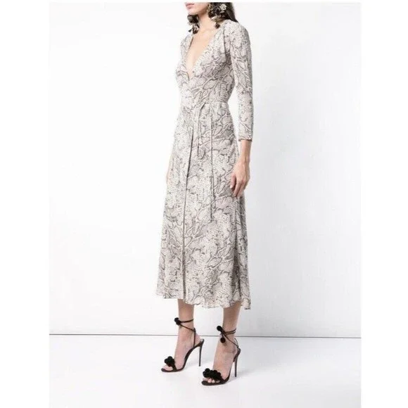 Reformation NEW Jaz Wrap Midi Dress In Python Size XS - Picture 5 of 16